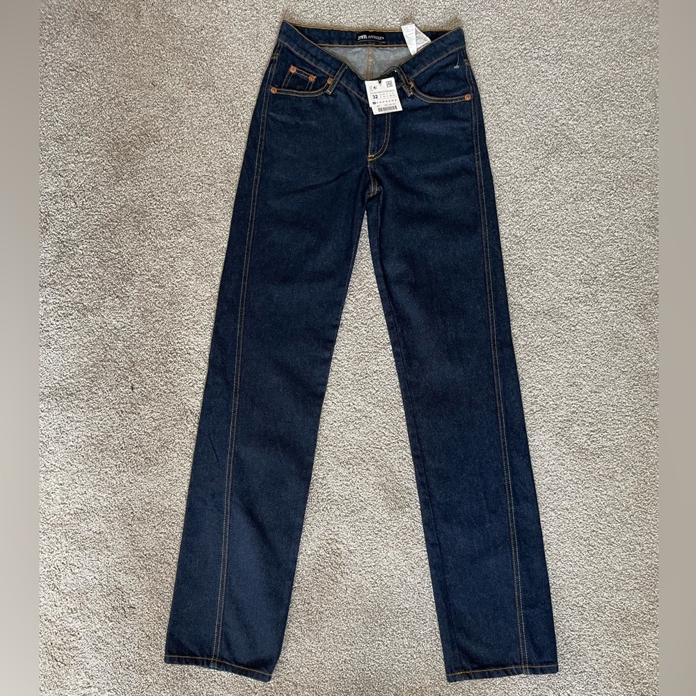 Zara Asymmetrical V Front Jeans Size 0 NWT